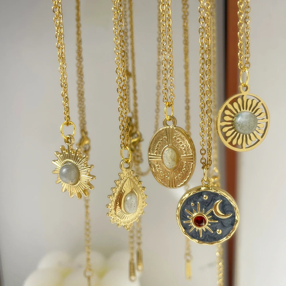 collier rond en émail gris, en acier inoxydable