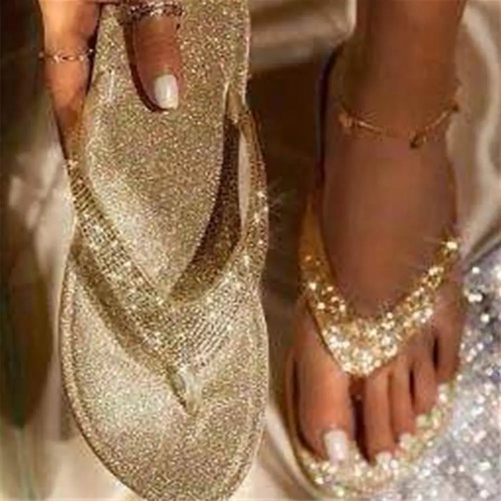 Sandales plates scintillantes