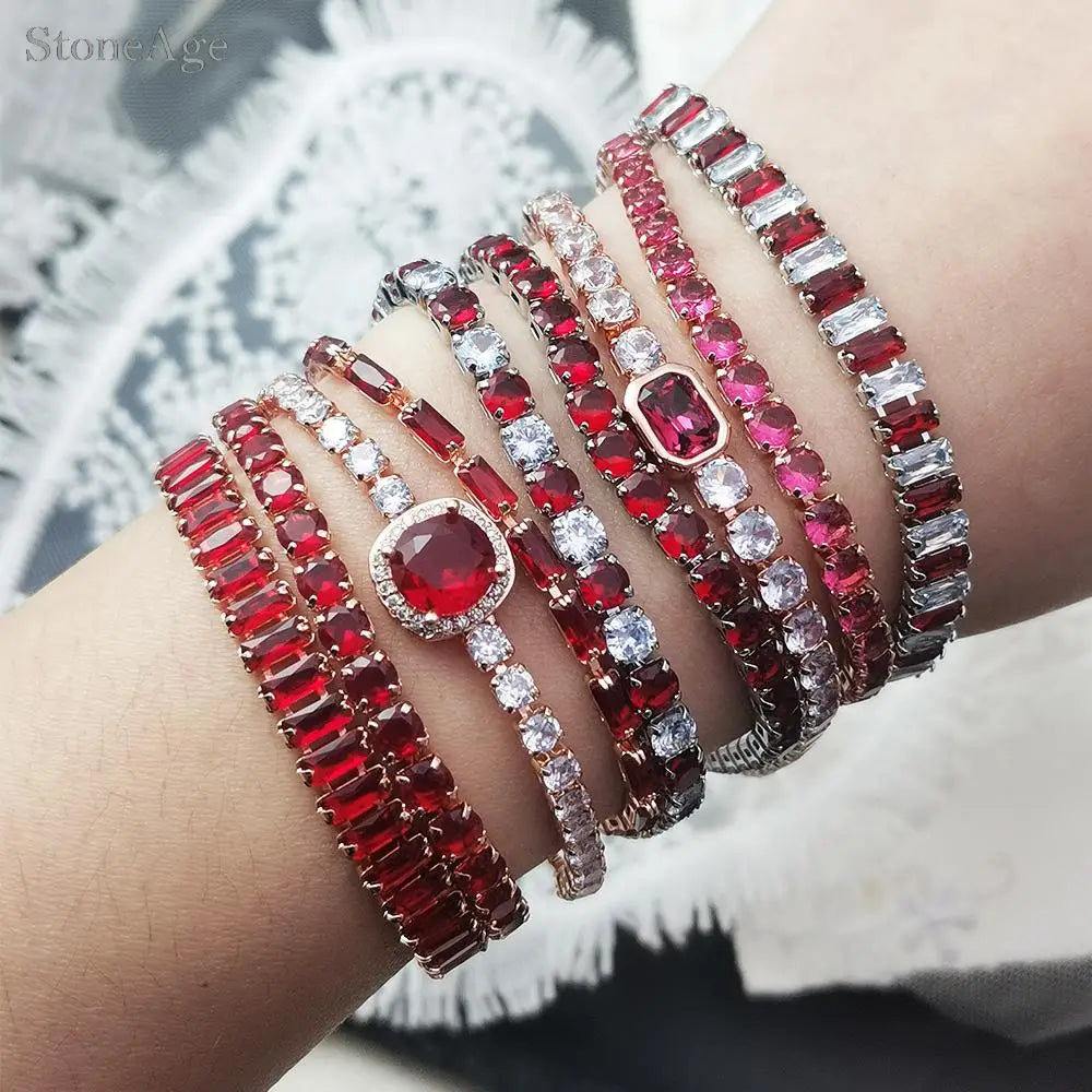 Bracelet en Zircon rouge, femmes et hommes