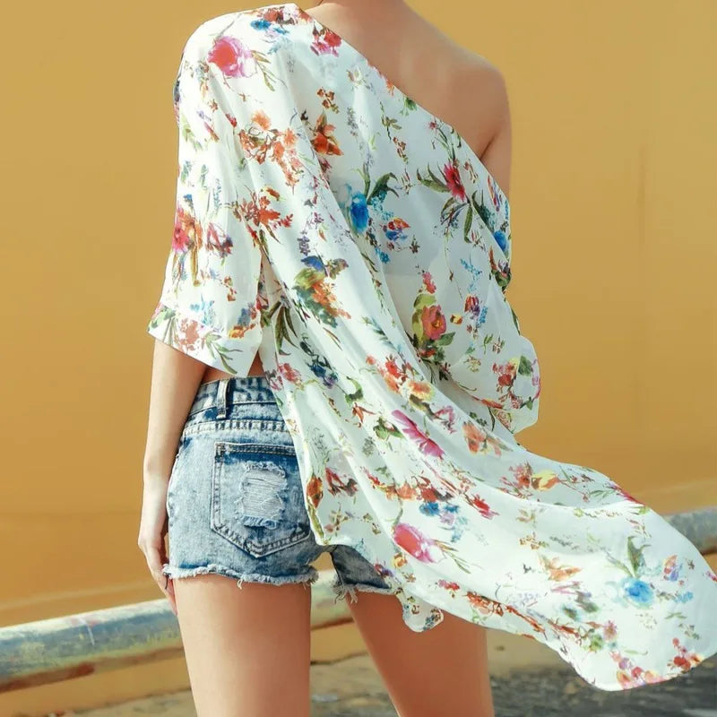 Kimono Floral en mousseline de soie