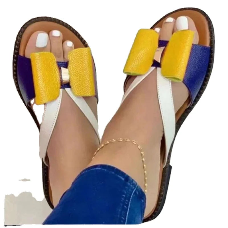 Shoes Female 2023 Hot Sale Summer Bowknot Women's Slippers Casual Sandals Outdoor Beach Shoes Retro Ladies Flat Slippers Zapatos
