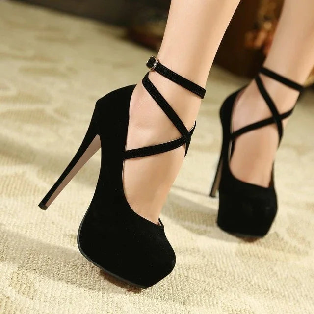 Big Size 44 Elegant Women Pumps Sexy Shallow Round Toe Slingback Super High Heels Platform Stilettos Party Wedding Banquet Shoes