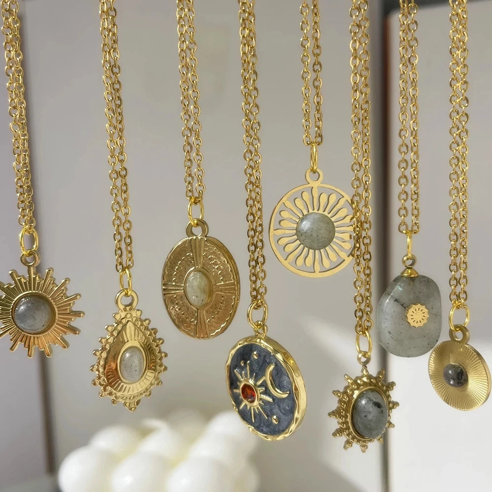 collier rond en émail gris, en acier inoxydable