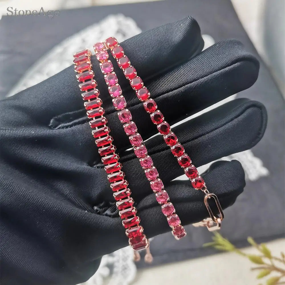 Bracelet en Zircon rouge, femmes et hommes