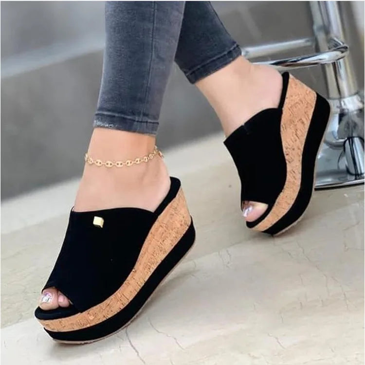 Wedge Slippers Women Shoes 2022 Summer Peep Toe Sandals Fashion Platform Slippers Outdoor Casual Flip Flops Sandalias De Mujer