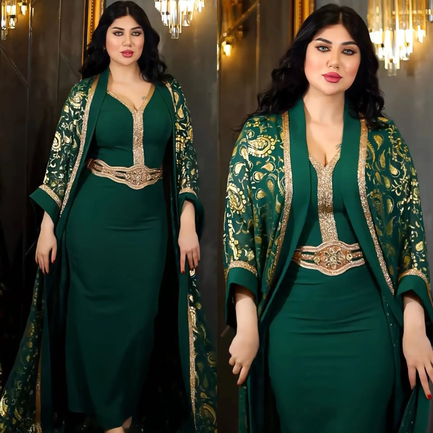 Caftan, tenue de soirée, ouverte, Abaya