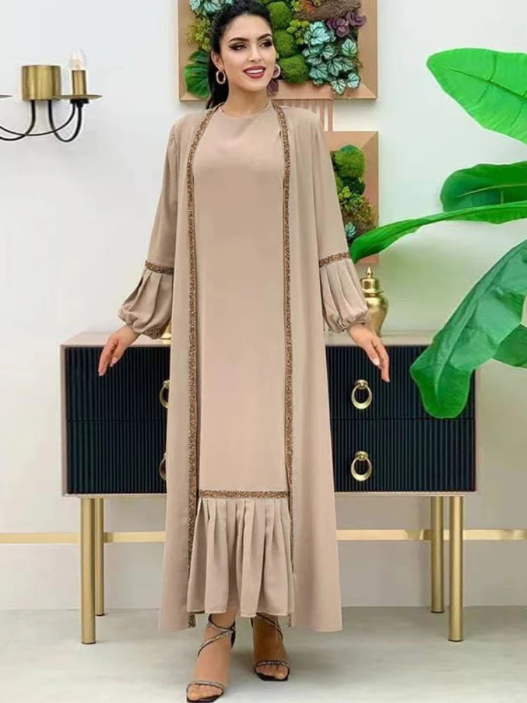 Abaya femmes Robe 2 pièces ensemble