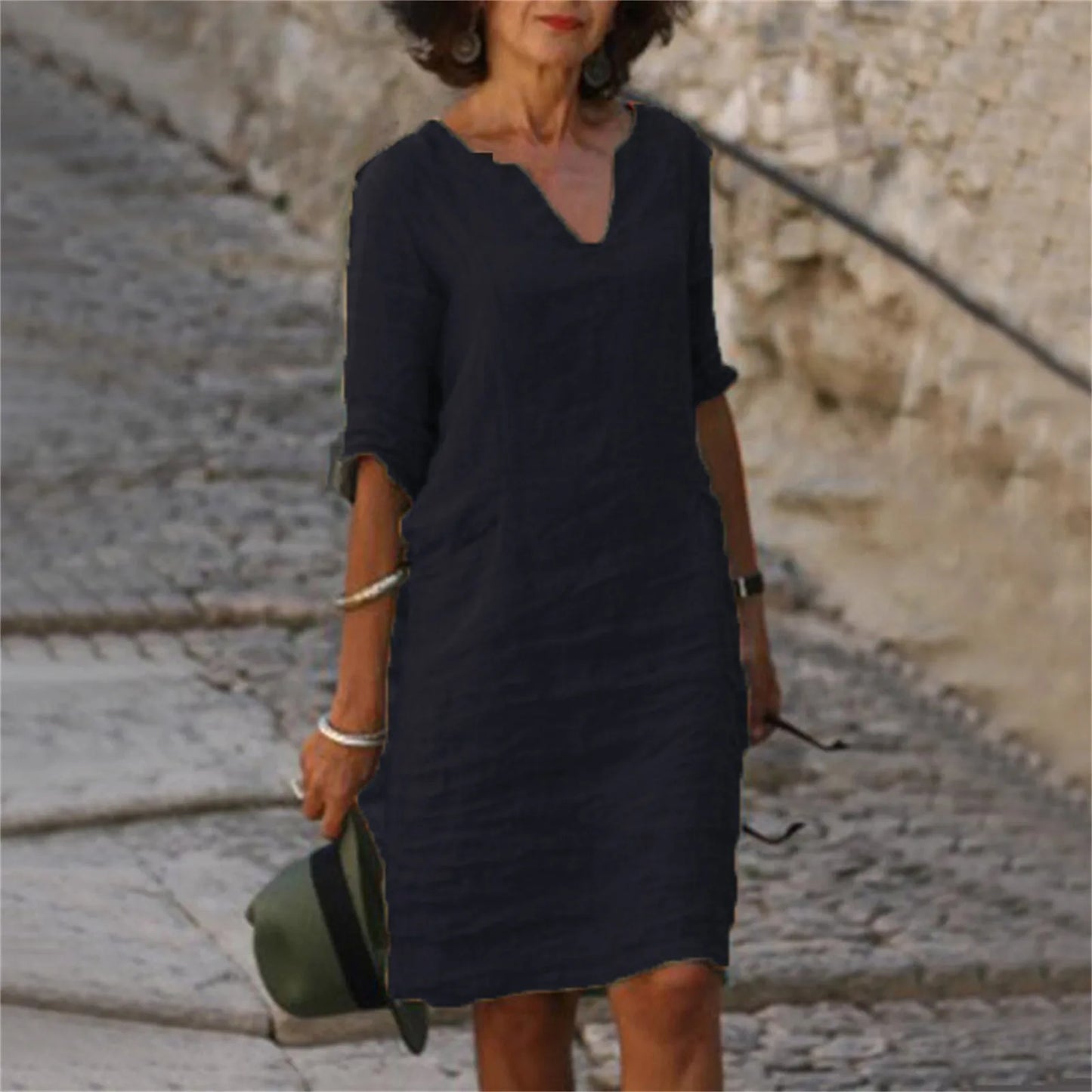 Robe femmes coton lin d'été