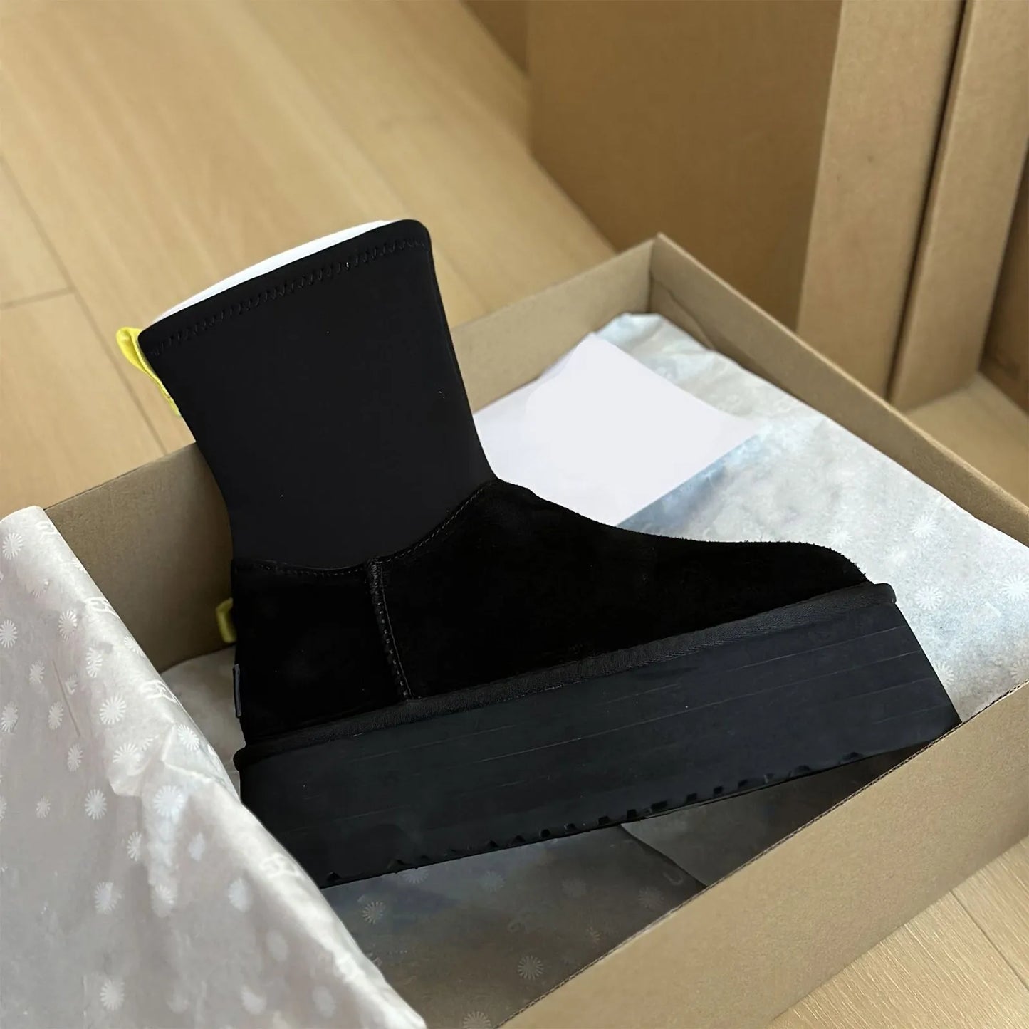 Brown Shoes for Women Black Round Toe Chunky Sock Suede Womens Snow Boots Platform Boot Female Gothic Sale Chic and Elegant Hot