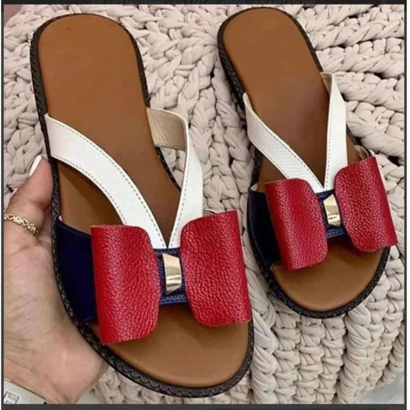 Shoes Female 2023 Hot Sale Summer Bowknot Women's Slippers Casual Sandals Outdoor Beach Shoes Retro Ladies Flat Slippers Zapatos