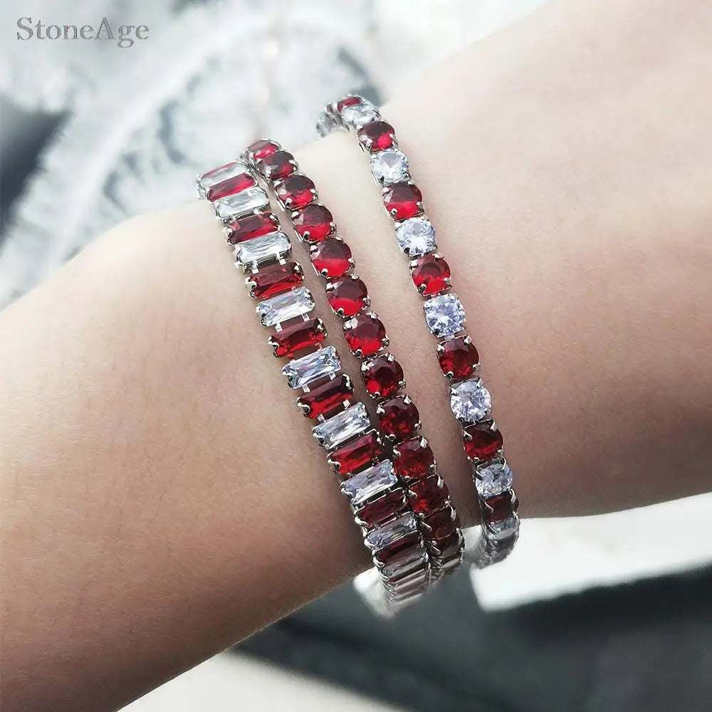 Bracelet en Zircon rouge, femmes et hommes