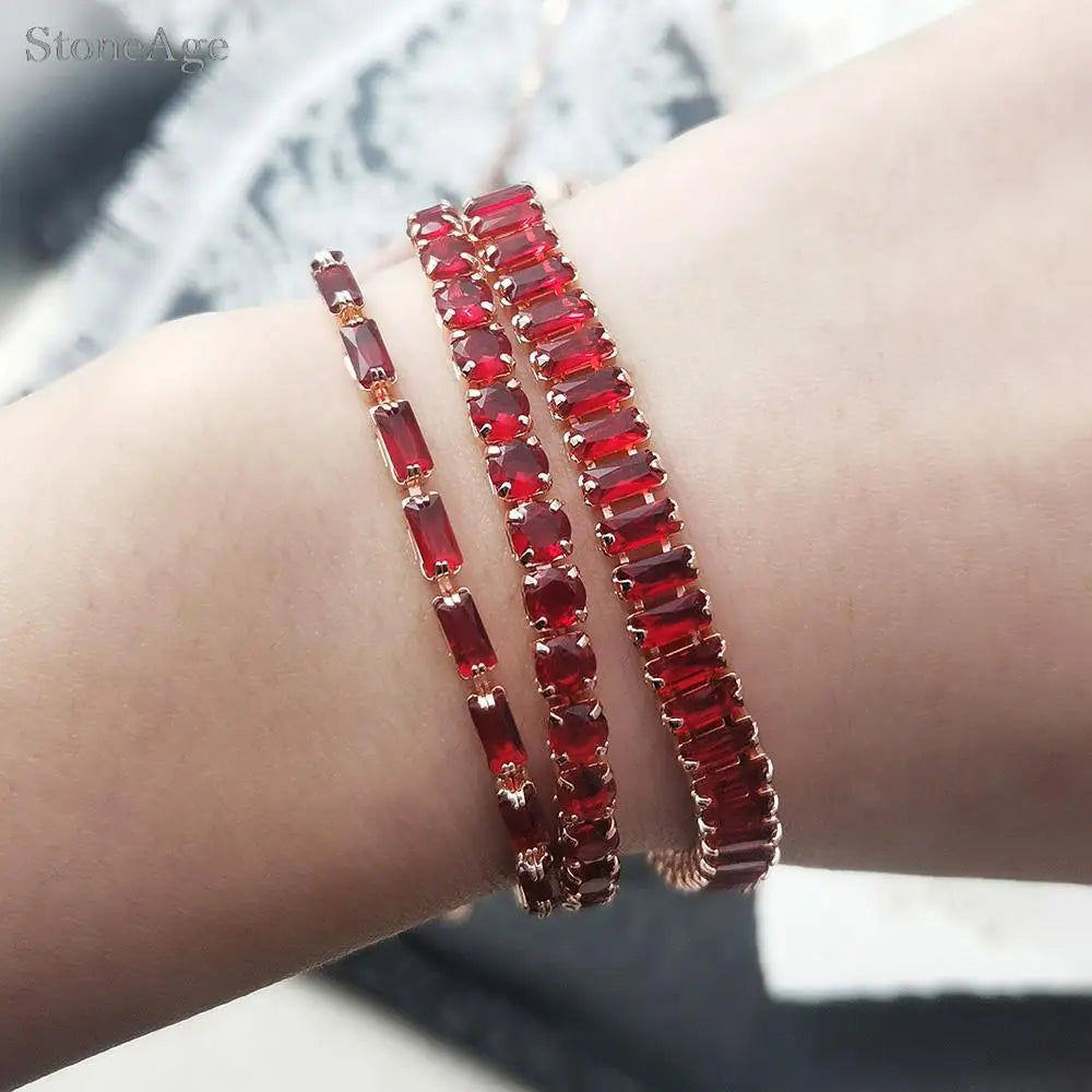 Bracelet en Zircon rouge, femmes et hommes