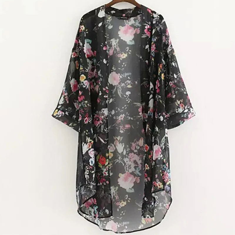 Kimono Floral en mousseline de soie