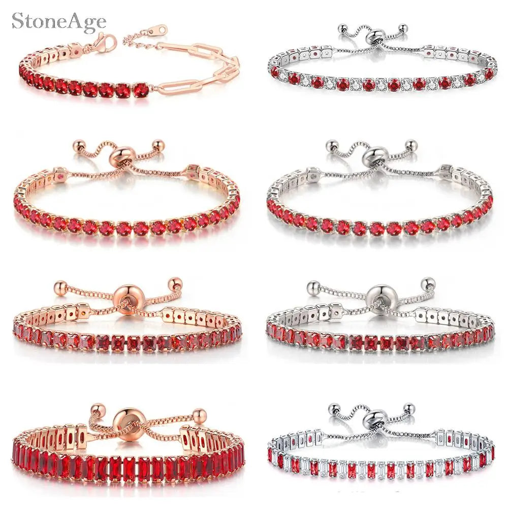 Bracelet en Zircon rouge, femmes et hommes