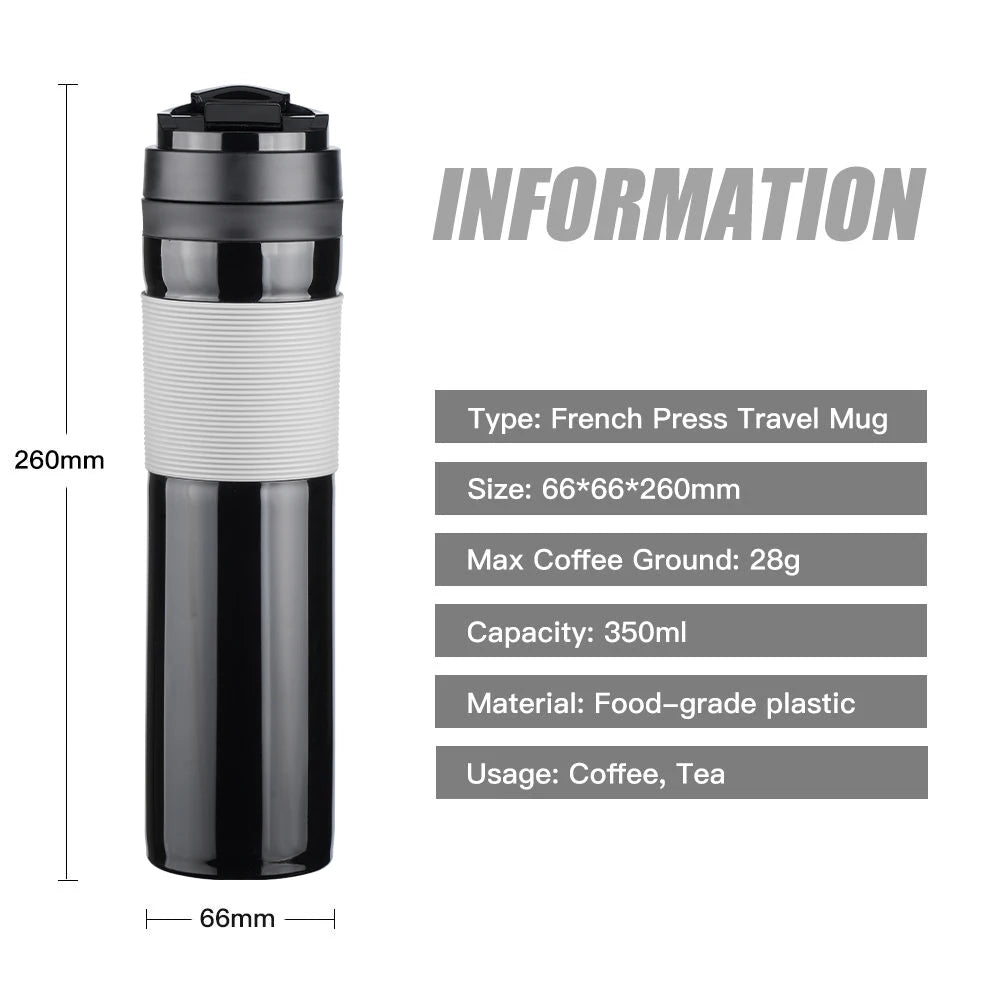 Cafetière à pression française Portable 320ml, cafetière de voyage