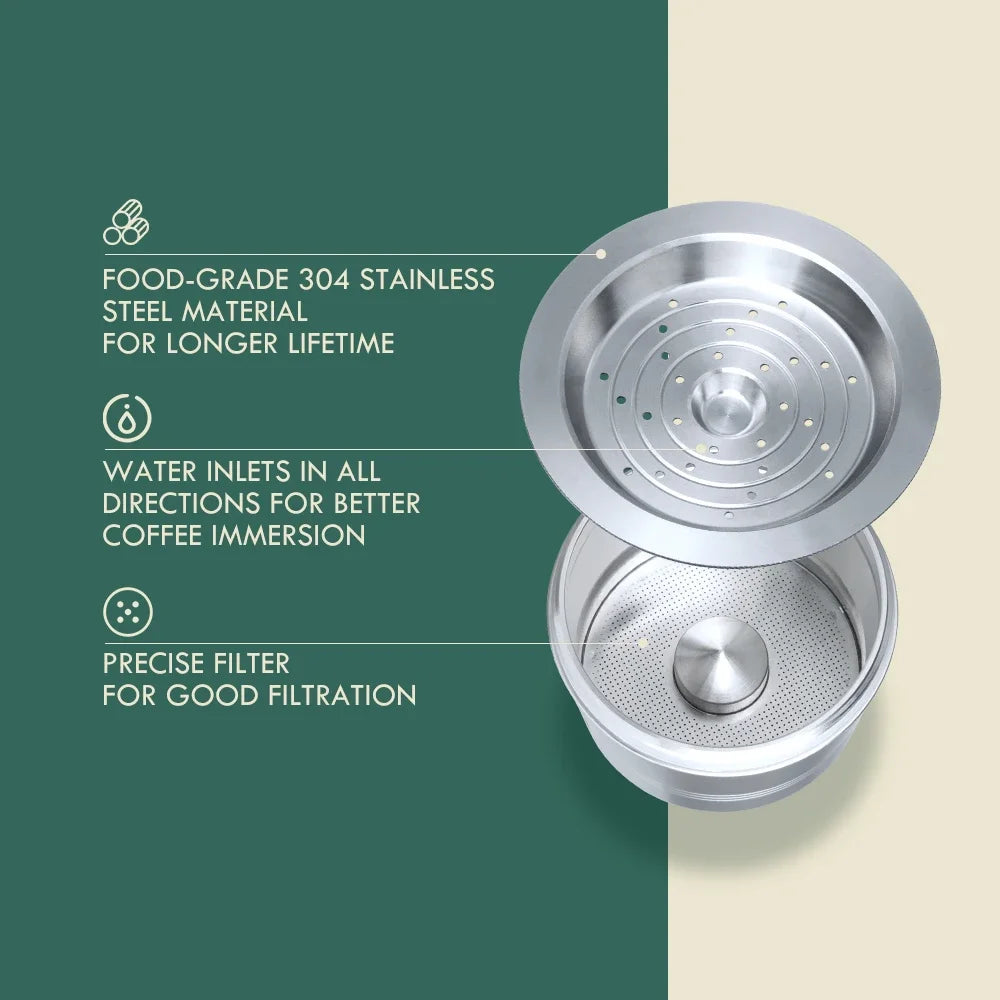 Capsules de café réutilisables rechargeables en acier inoxydable