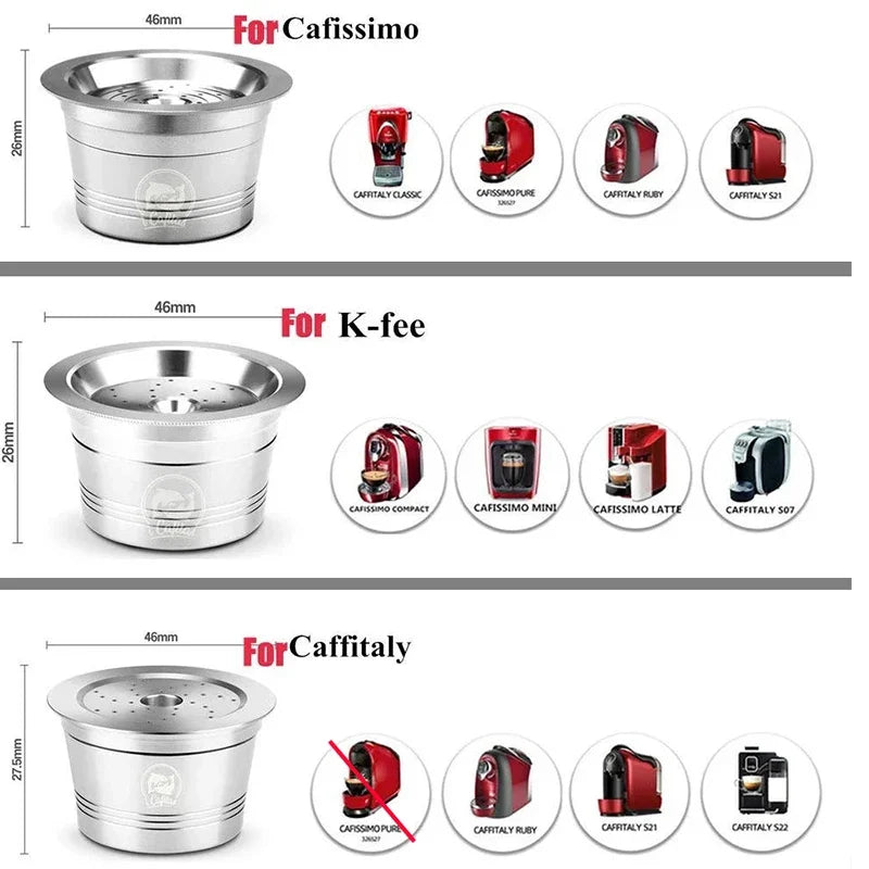 Capsules de café réutilisables rechargeables en acier inoxydable