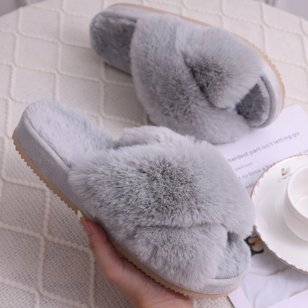 Pantoufles floues à bande croisée pour femme