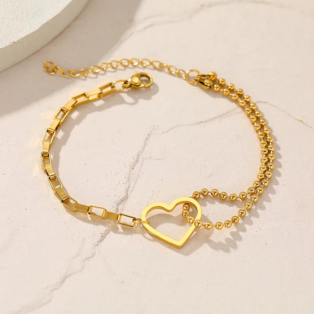 Stainless Steel Bracelets Exquisite Elegant Heart Pendant Chain Light Luxury Romantic Bracelet For Women Jewelry Best Friend New