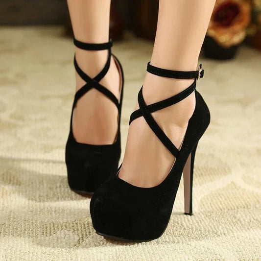 Big Size 44 Elegant Women Pumps Sexy Shallow Round Toe Slingback Super High Heels Platform Stilettos Party Wedding Banquet Shoes