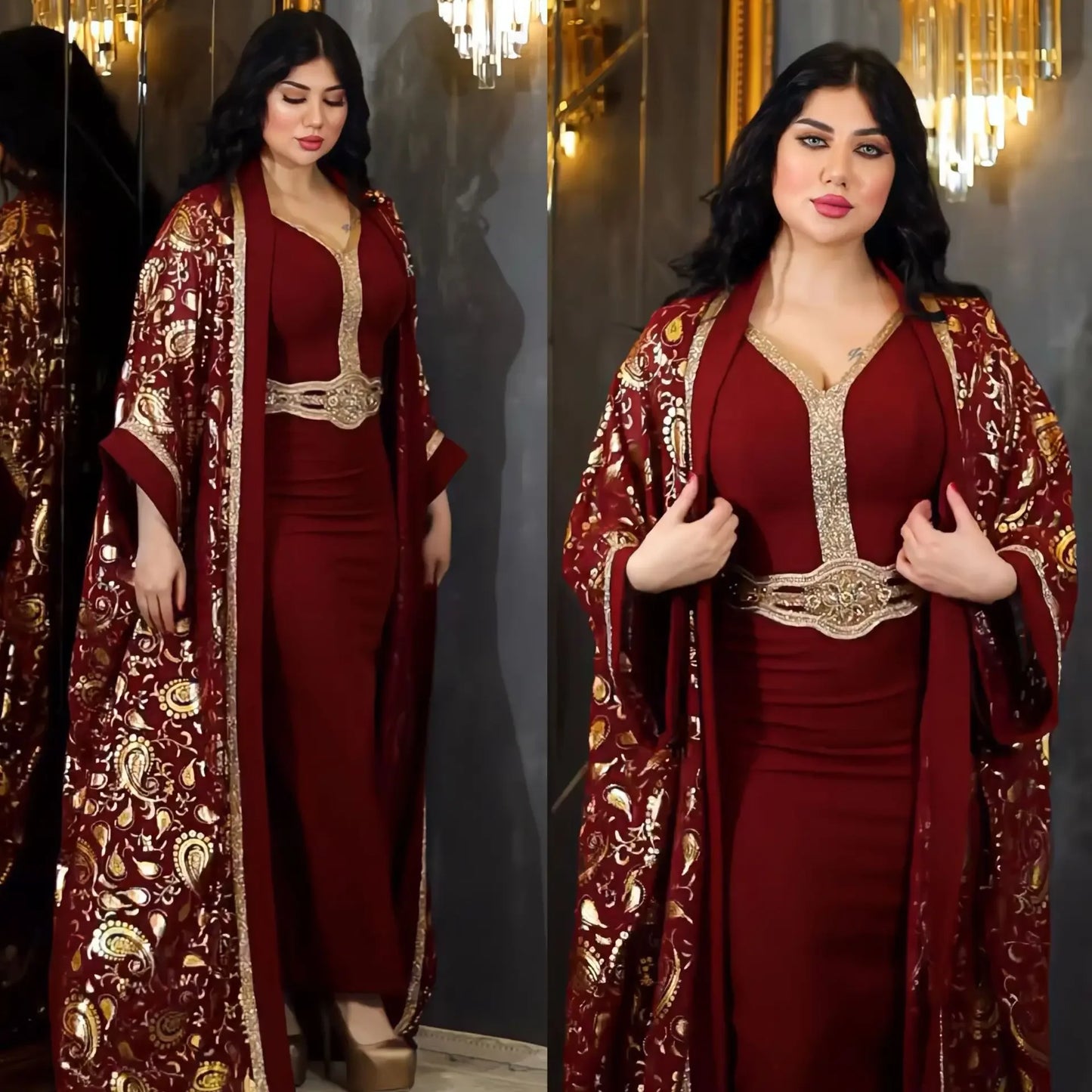 Caftan, tenue de soirée, ouverte, Abaya