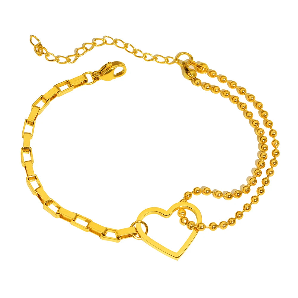 Stainless Steel Bracelets Exquisite Elegant Heart Pendant Chain Light Luxury Romantic Bracelet For Women Jewelry Best Friend New