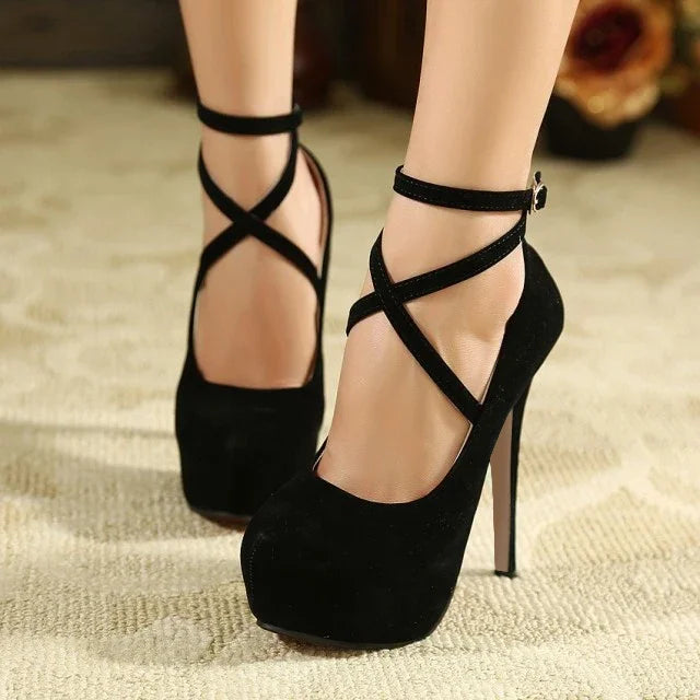 Big Size 44 Elegant Women Pumps Sexy Shallow Round Toe Slingback Super High Heels Platform Stilettos Party Wedding Banquet Shoes