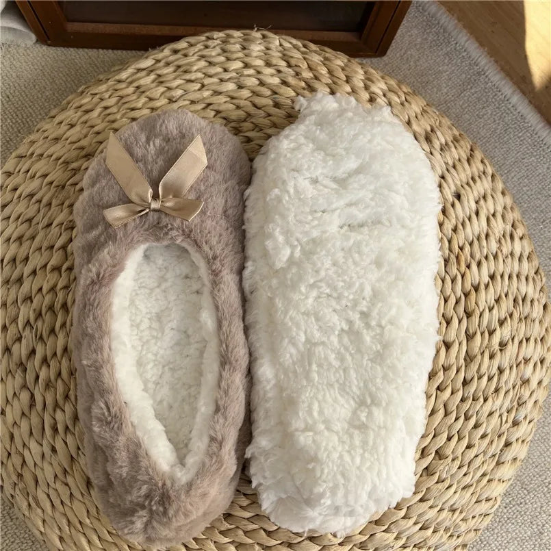 Winter Warm Slipper Womens Home Plush Soft Fluffy Cute Funny Indoor House Female Non Slip Ladies Floor Shoes Heart Love Grip